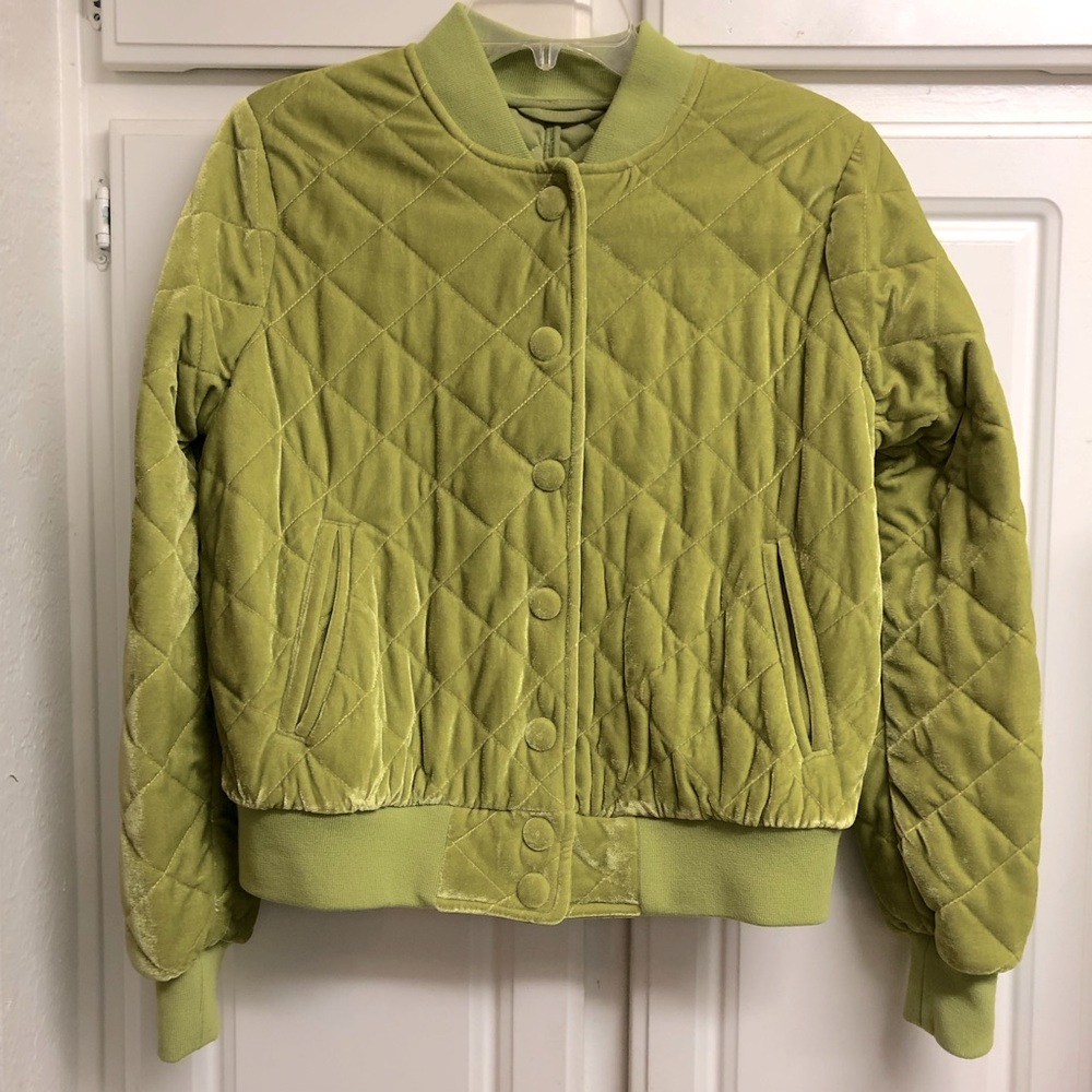 7 For All Mankind Chartreuse Bomber Jacket - Picture 7 of 9